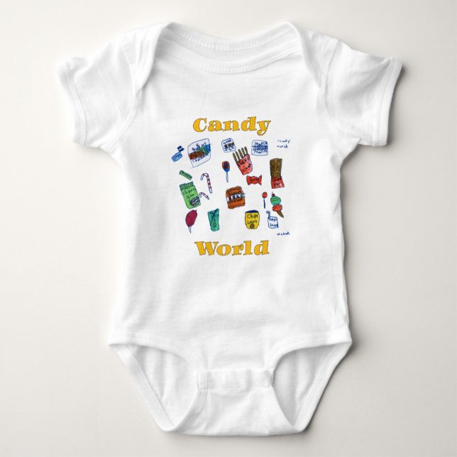 Cute Candy World Sweet Teckning av Waleed Kids Art T Shirt (Framsida)