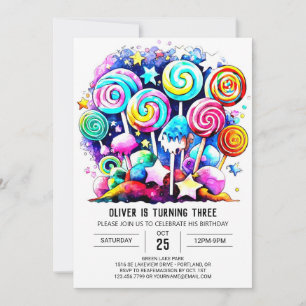 Cute Candyland Editable Birthday Inbjudningar