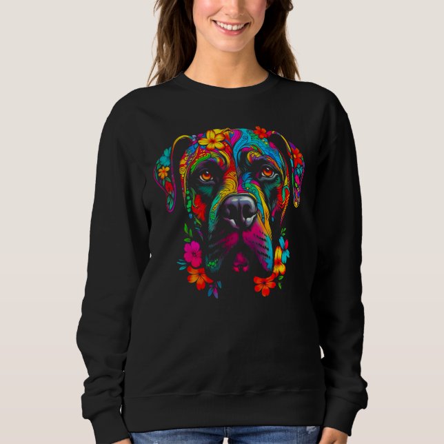 Cute Cane Corso Dog Flowers T Shirt (Framsida)