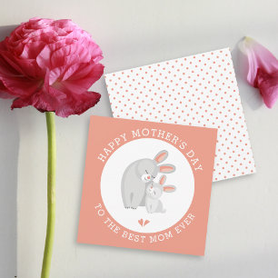 Cute canit mor, bunny baby coral Mors dag Julkort