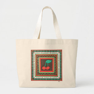 Cute Canvas Tote - Cherries - Erin Brie Art Jumbo Tygkasse