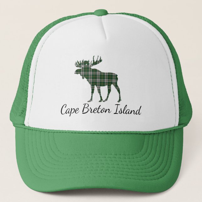 Cute Cape Breton Island moose tartan hat Truckerkeps (Framsida)