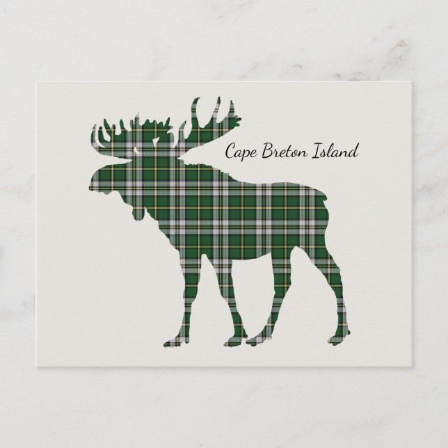 Cute Cape Breton Island moose tartan vykort (Framsida)