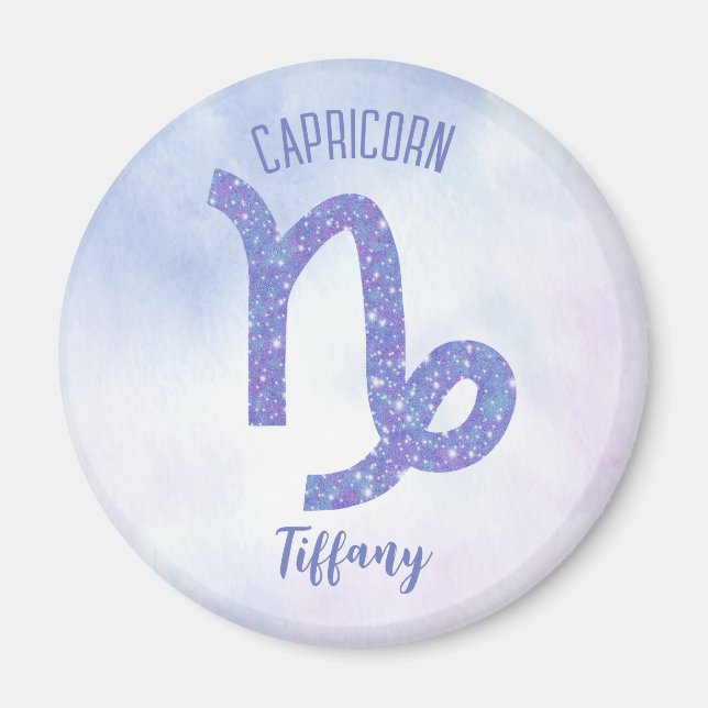 Cute Capricorn Astrology Lila för Personlig Magnet (Framsidan)