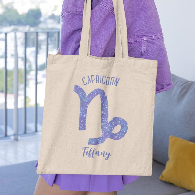 Cute Capricorn Astrology SigLila Personlig Tygkasse (Skapare uppladdad)