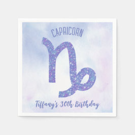 Cute Capricorn Sign Anpassningsbar Lila Födelsedag Pappersservett