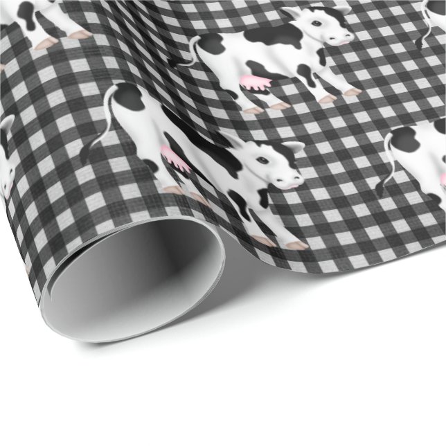 Cute Caps on Gingham Presentpapper (Rullad Hörn)