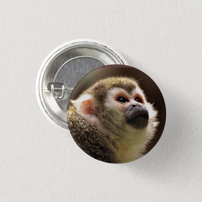 Cute Capuchin Monkey Ansikte Knapp (Framsida & baksida)