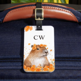 Cute Capybara Älskare Personlig Monogram Bagagebricka