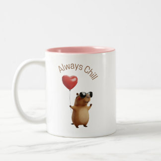 Cute Capybara Always Chill Valentine Coffee Mug Två-Tonad Mugg