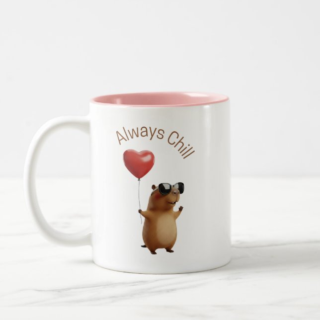 Cute Capybara Always Chill Valentine Coffee Mug Två-Tonad Mugg (Vänster)