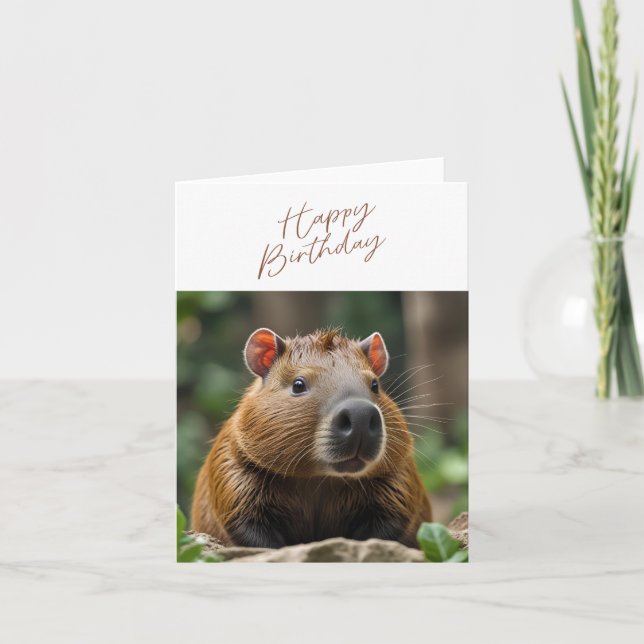Cute Capybara Birthday Card Kort (Framsida)