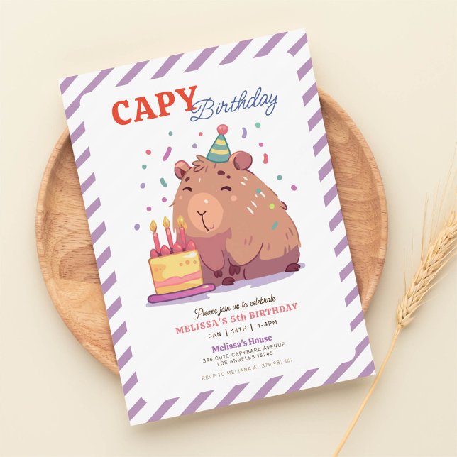 Cute Capybara Birthday-inbjudan Inbjudningar (Skapare uppladdad)