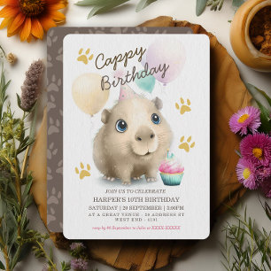 Cute Capybara Birthday-inbjudan Inbjudningar