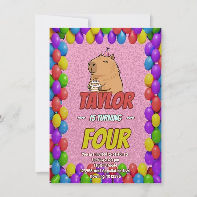 Cute Capybara Birthday Party Invitation Inbjudningar (Framsida)
