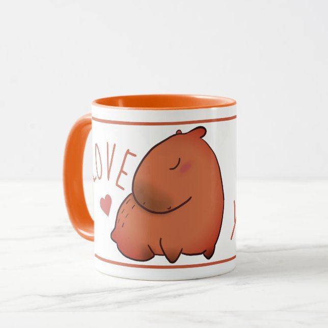 Cute Capybara Black orange Mugg (Framsida vänster)