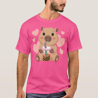 Cute Capybara Boba Tea Bubble Rodent Women n Girls T Shirt
