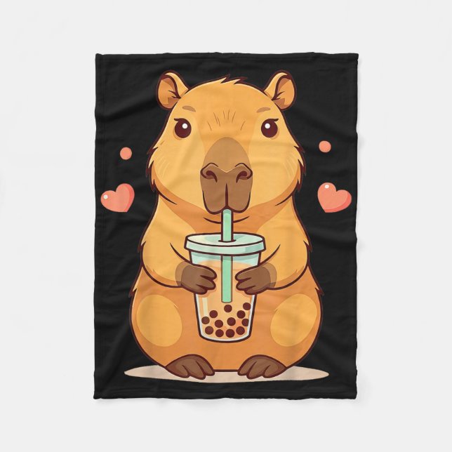 Cute Capybara Boba Tea Bubble Rodent Women Tonårin Fleecefilt (Framsidan)