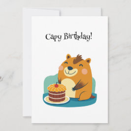 Cute Capybara Cake Birthday Pun Funny Julkort