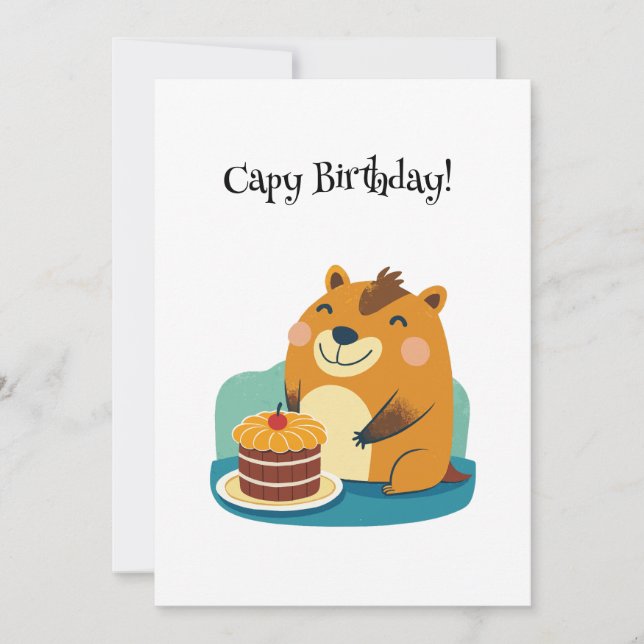 Cute Capybara Cake Birthday Pun Funny Julkort (Framsida)