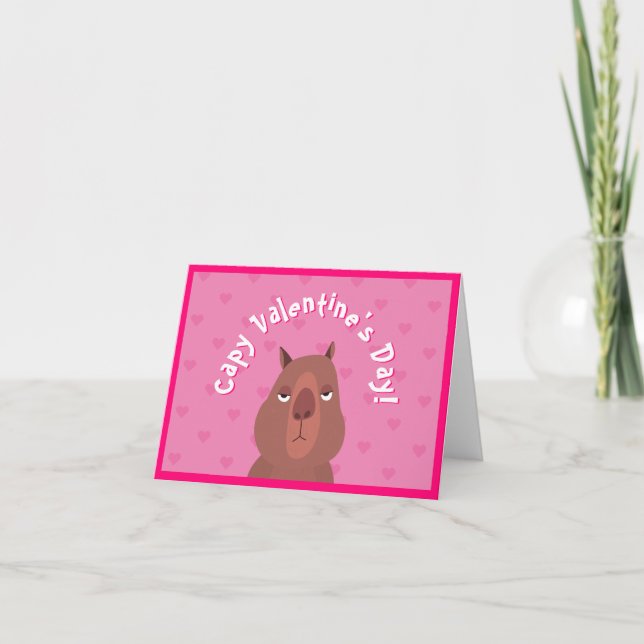 Cute Capybara "Capy Valentine Day!" Kort | ROSA (Framsida)