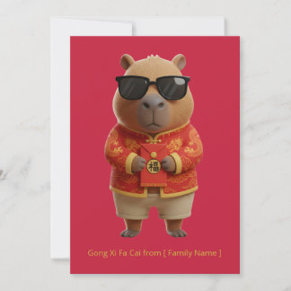 Cute Capybara Chinese New Year Red Gold Custom  Kort