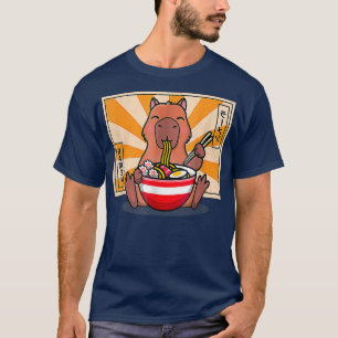 Cute Capybara Eating Ramen Funny Anime Manga T Shirt