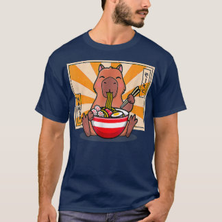 Cute Capybara Eating Ramen Funny Anime Manga T Shirt