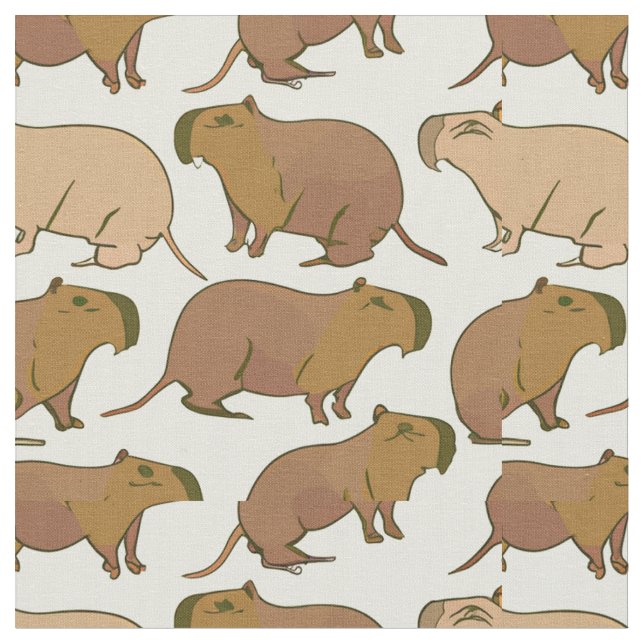 Cute Capybara Fabric Tyg (Närbild)