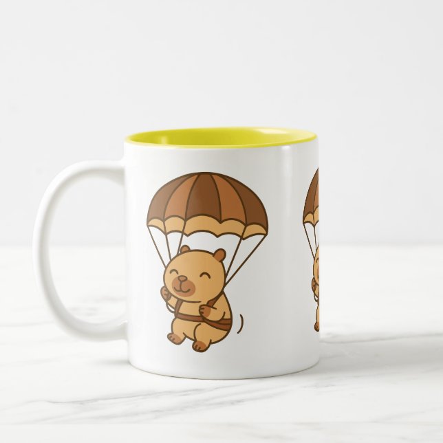 Cute Capybara Fallskärm Mugg - Lustigt djurkaffe (Vänster)
