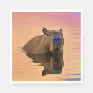 Cute Capybara från en tranquil Sjö Pappersservett
