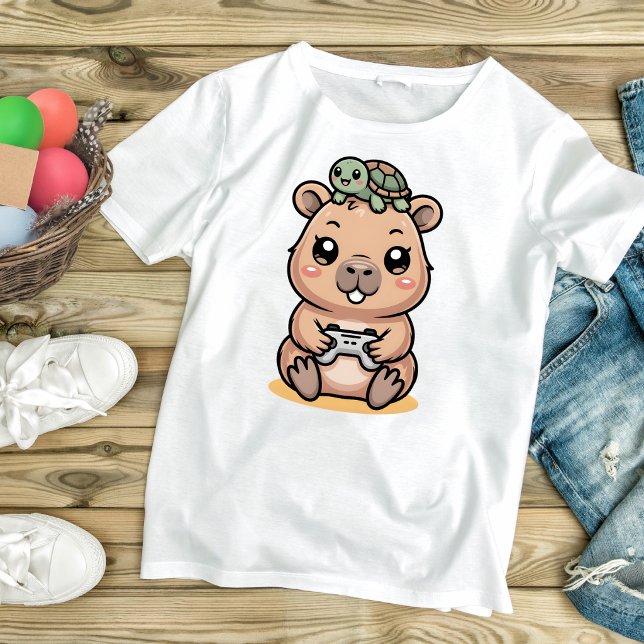 Cute Capybara Gamer Anime Turtle Kawaii Gaming  T Shirt (Skapare uppladdad)