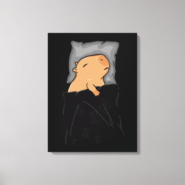 Cute Capybara Gift Women Kids Sleeping Capybara Canvastryck (Framsida)