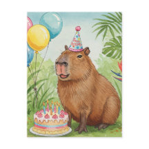 Cute Capybara Grattis på födelsedagen vykort