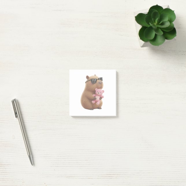 Cute Capybara Hugging Teddy Bear Post-it Notes Block (Kontor)