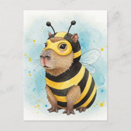Cute Capybara i Bee Costume Postcard Vykort