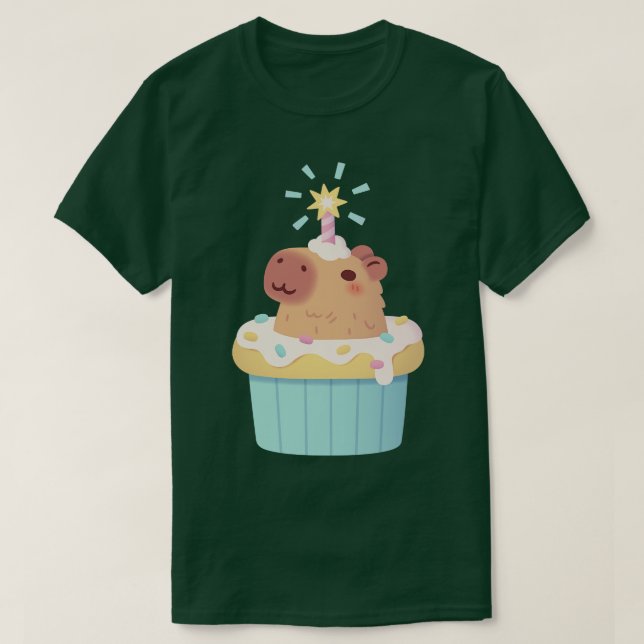 Cute Capybara i Cupkaka Funny T Shirt (Design framsida)