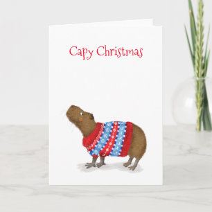 Cute capybara i ett julkort för jumper kort