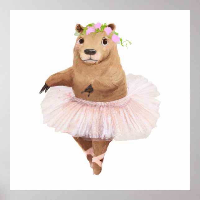 Cute Capybara i Rosa Tutu Skirt Poster (Framsidan)