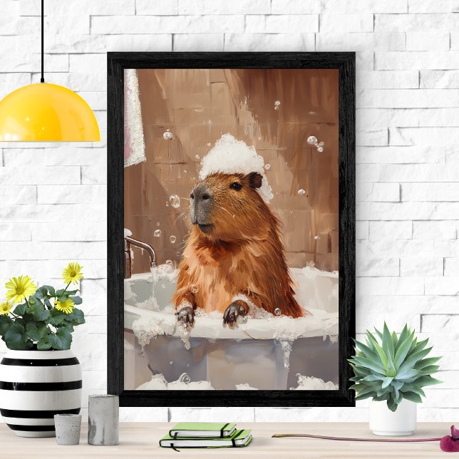 Cute Capybara in Bubble Bath Poster (Skapare uppladdad)