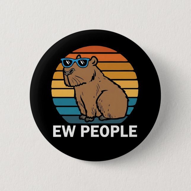 Cute Capybara Ironic Anti Social Mood Funny Quote Knapp (Framsida)