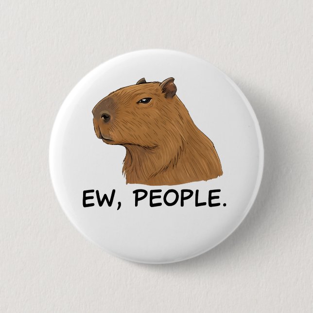 Cute Capybara Ironic Anti Social Mood Funny Quote Knapp (Framsida)