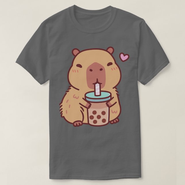 Cute Capybara Kärlek dricker Bubble Tea T Shirt (Design framsida)