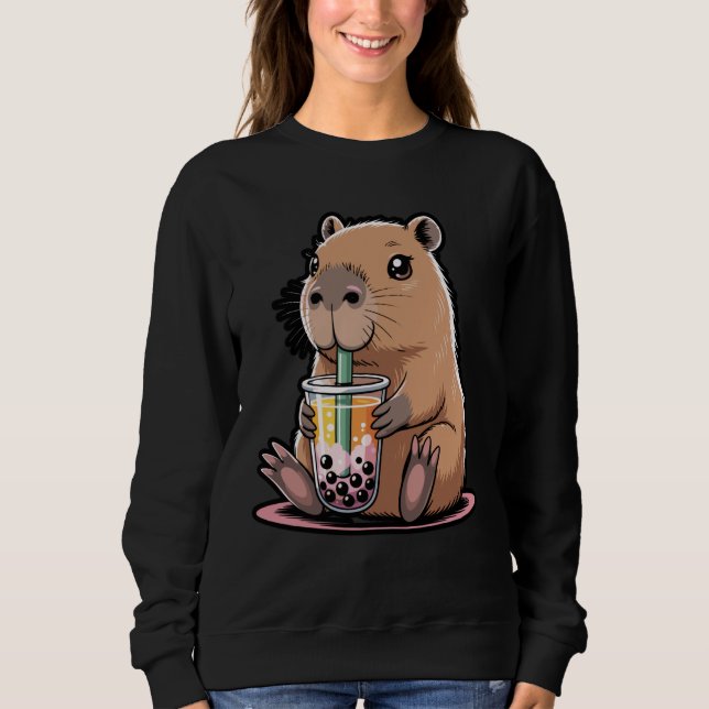 Cute Capybara Kawaii Boba Tea Lover T-Shirt (Framsida)