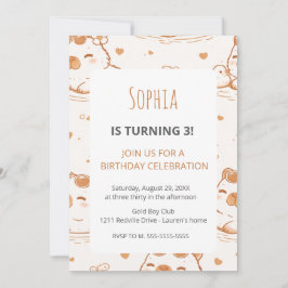 Cute Capybara Kids Birthday Party Invitation Inbjudningar
