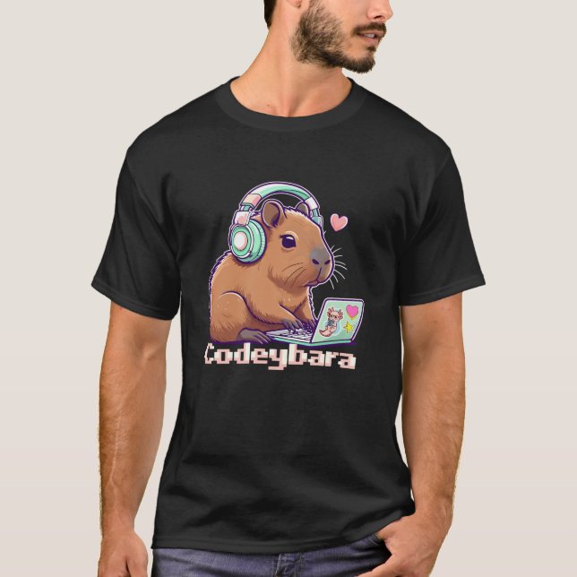 Cute Capybara Laptop Kawaii Capybaras Älskare Geek T Shirt (Framsida)