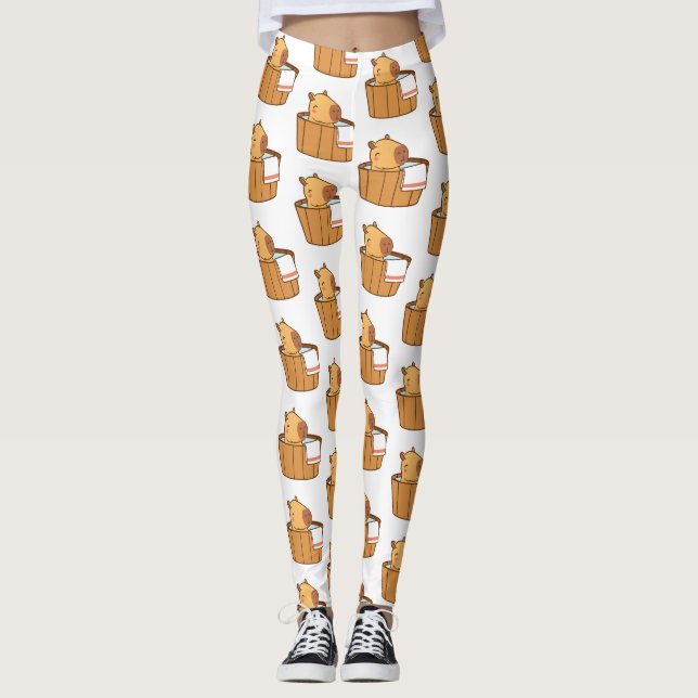 Cute Capybara Leggings - Roligt Animal Print Yoga (Framsida)
