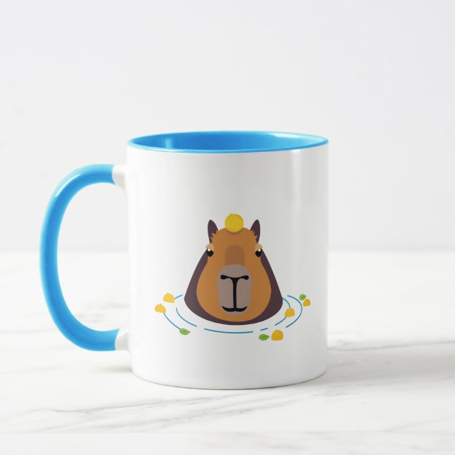 Cute Capybara med Orange Swimming Mugg (Vänster)