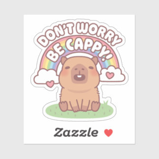 Cute Capybara med Regnbåge, oroa dig inte för Capp Klistermärken