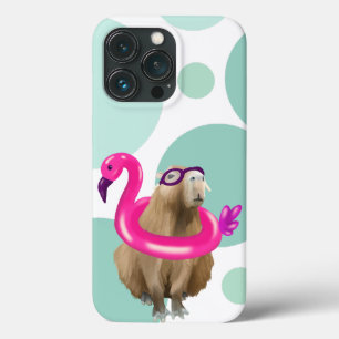 Cute Capybara med Rosa Flamingo Flyter bassäng Par